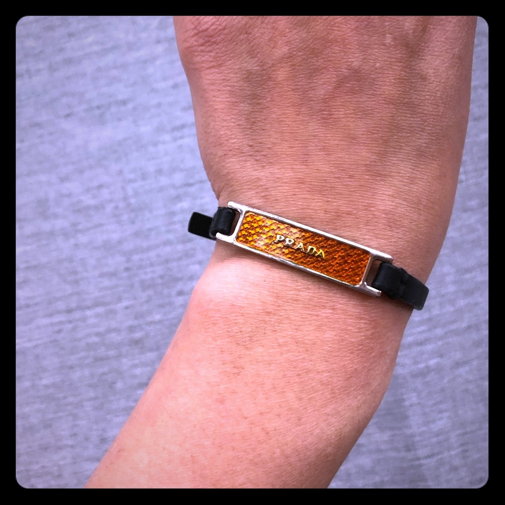 Prada leather bracelet with nameplate (100% auth)